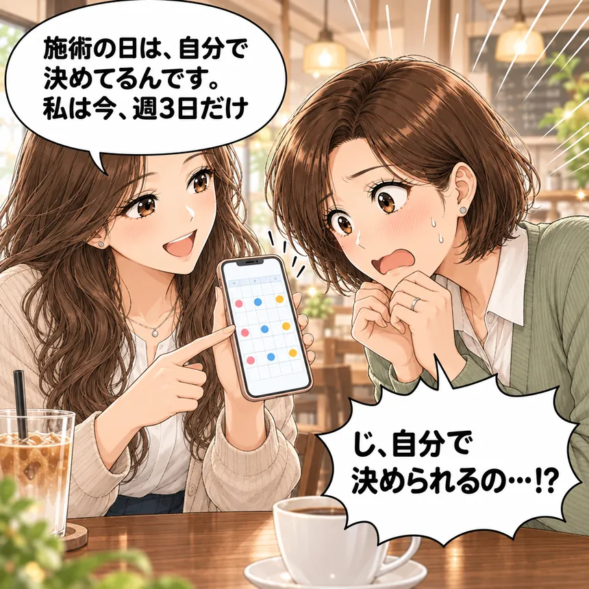 施術の日を自分で決めていると聞くもえ